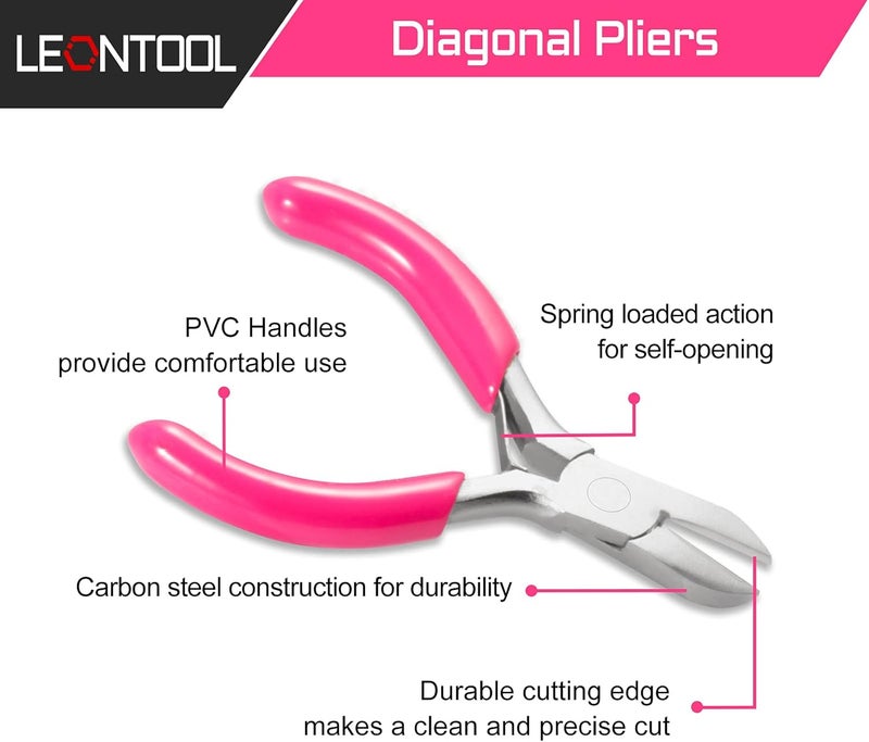 LEONTOOL Mini Diagonal Cutters 3 Inches Side Cutting Pliers Diagonal Cutting Plier Wire Cutters for Jewelry Making Beading Repair Supplies Mini Pliers for Jewelry Making Supplies - Image 2